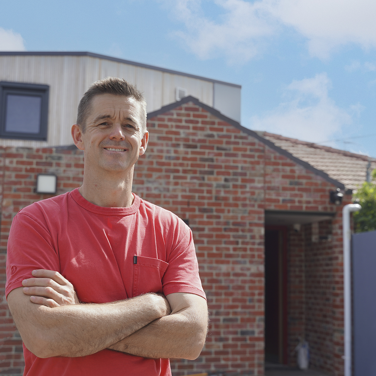 Jonathan in front of his Passive House in Caulfield South