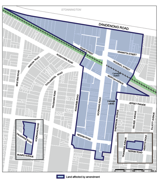 The land affected by the amendment is identified in the map above.