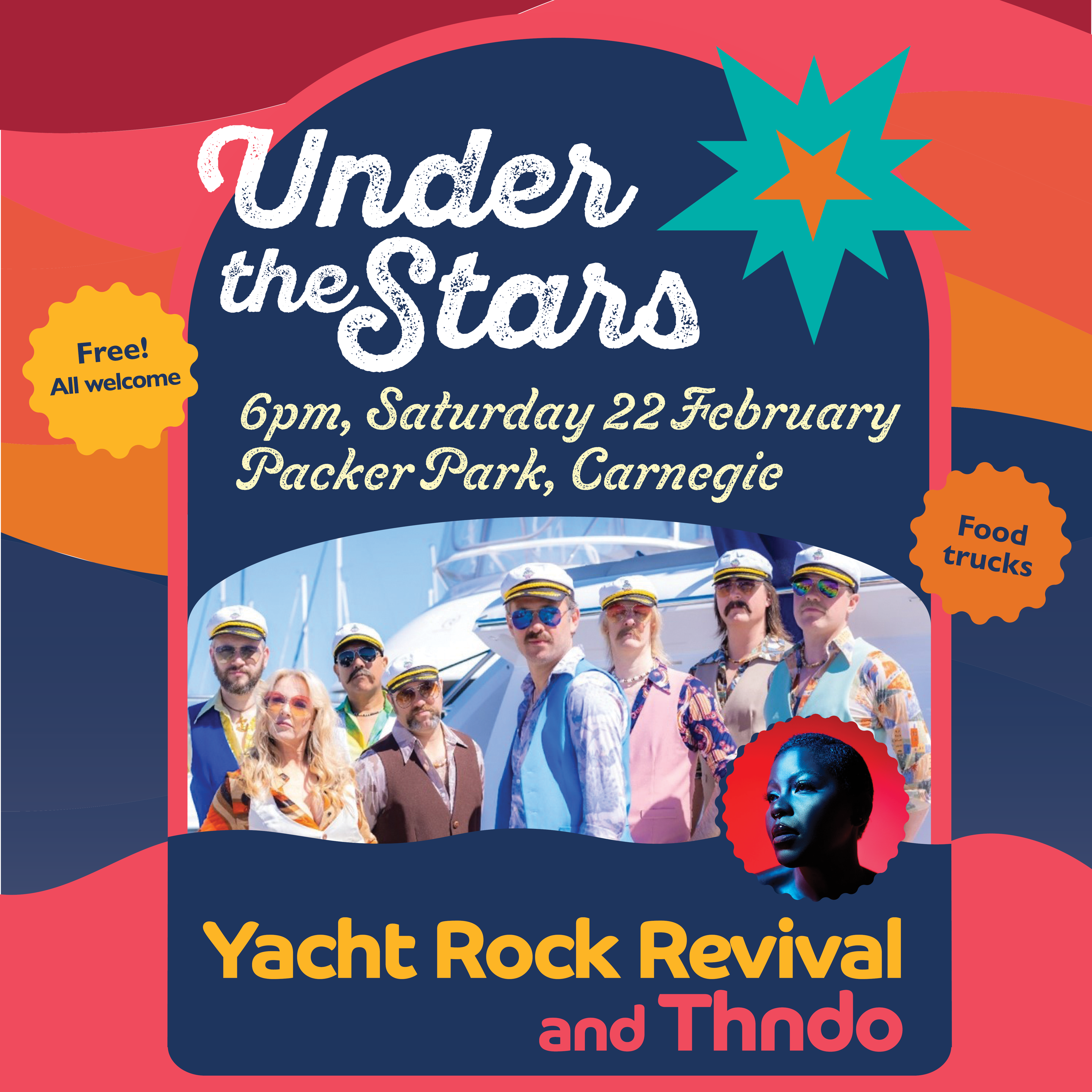 Under the Stars 6pm, Saturday 22 February Packer Park, Carnegie