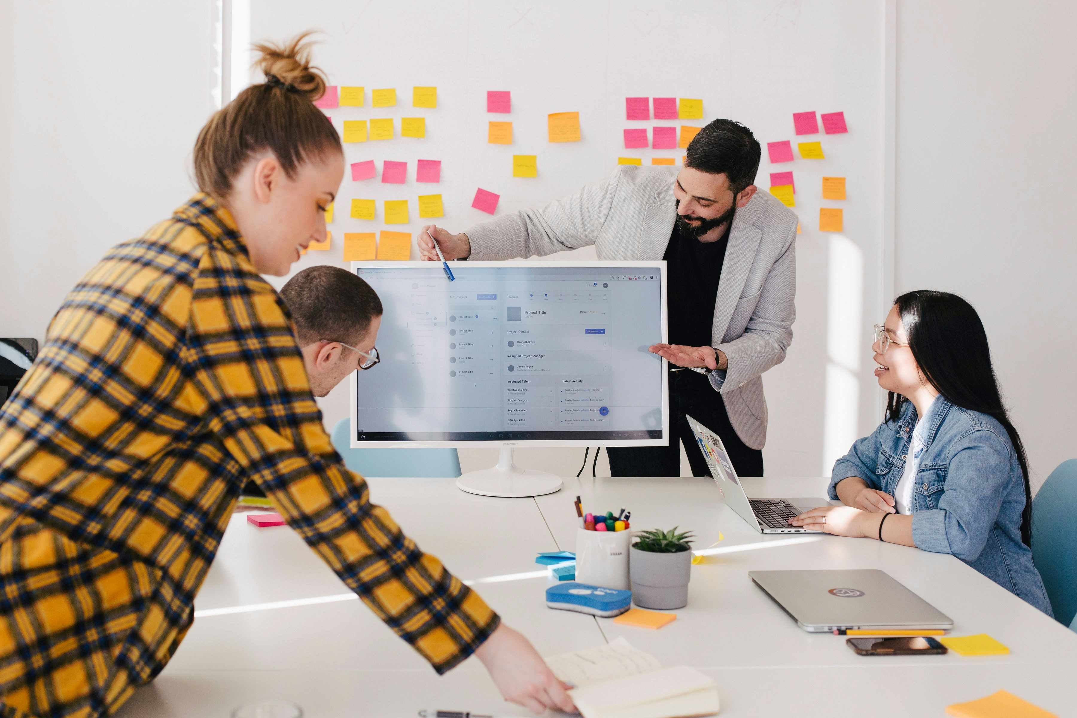 Team collaborating in an office