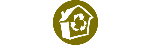 icon for Embodied Carbon house with a recycling icon in it