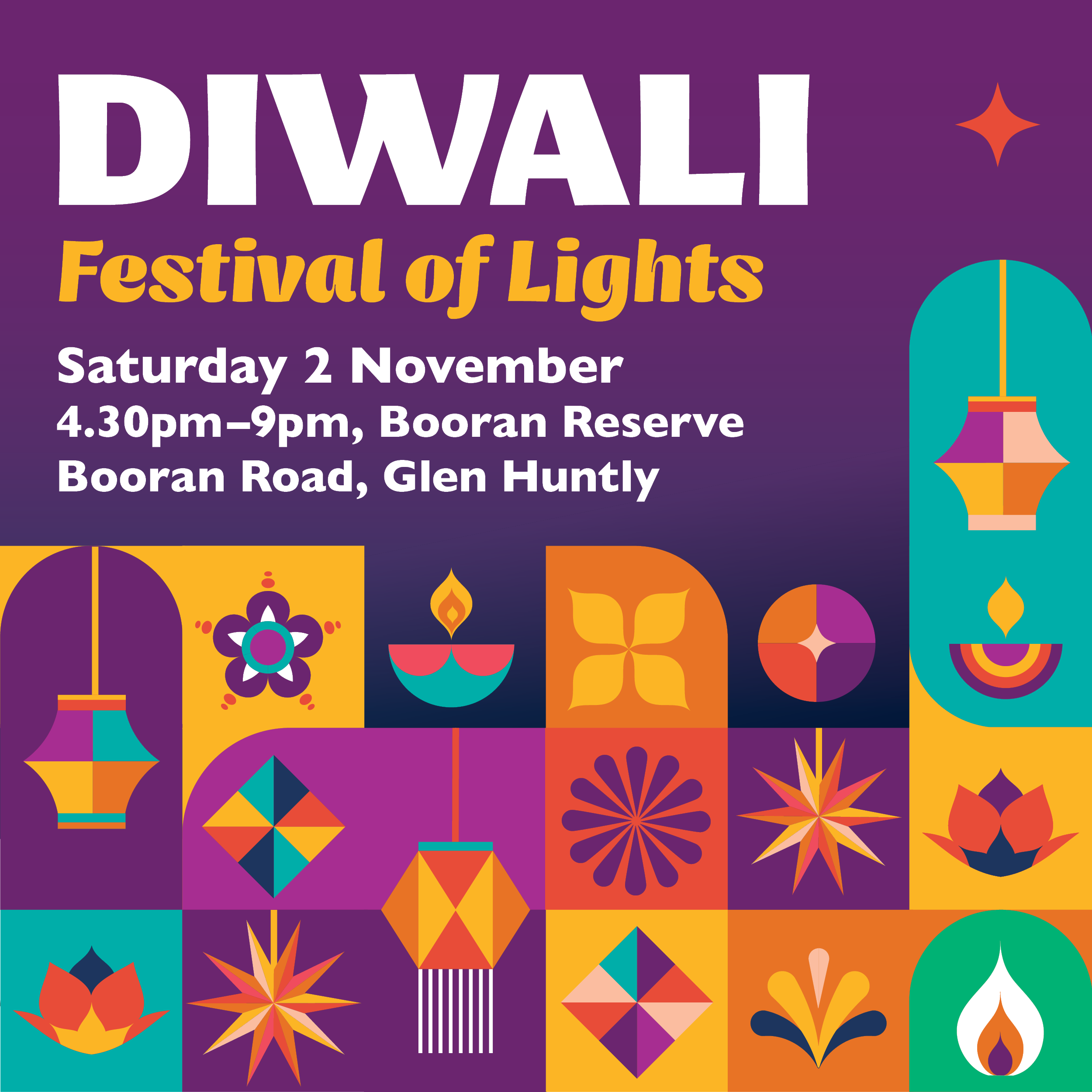 Diwali Festival of Lights, Saturday 2 November, 4.30pm–9pm, Booran Road, Glen Huntly