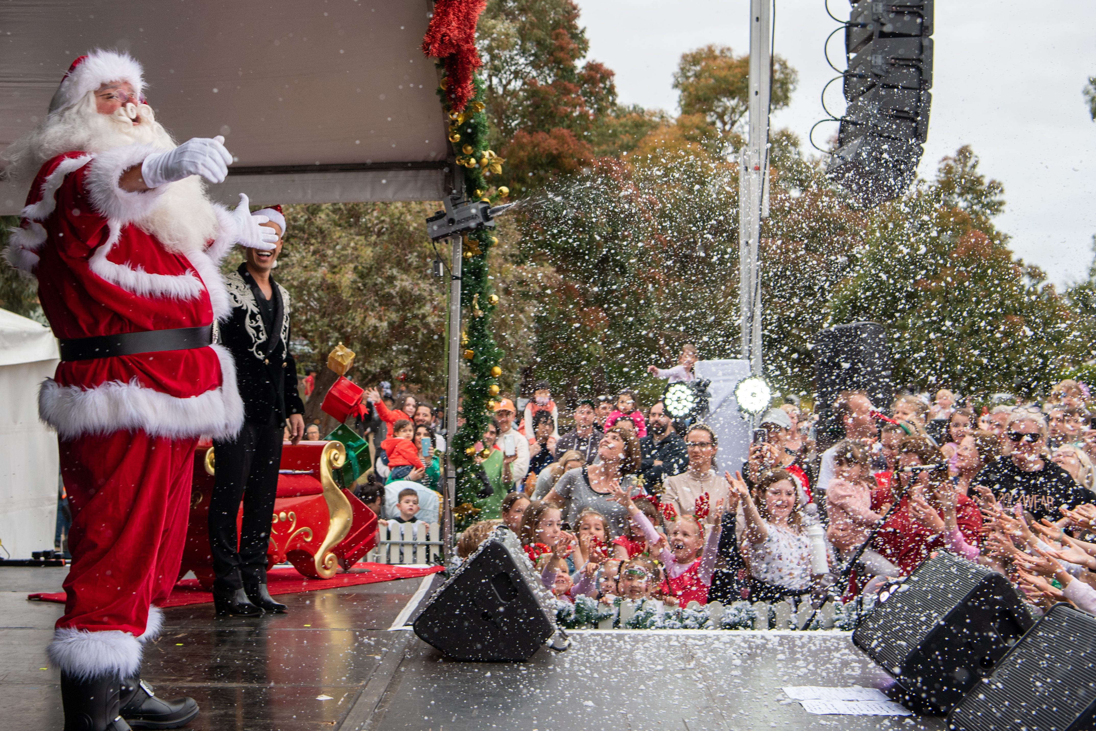 Santa in front of crowd