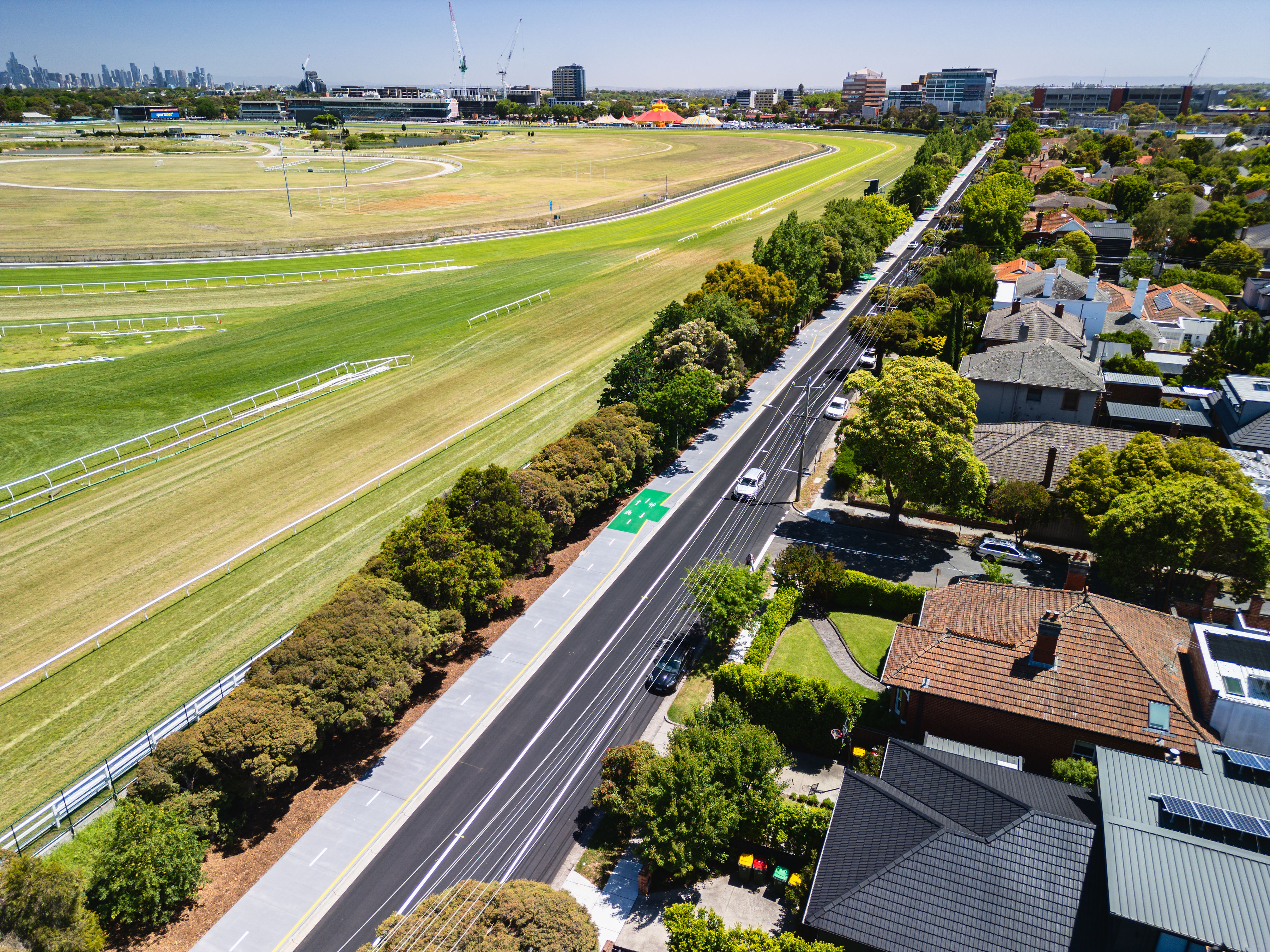 A new two-way three-metre-wide separated cycling lane along Queens Avenue, Caulfield East