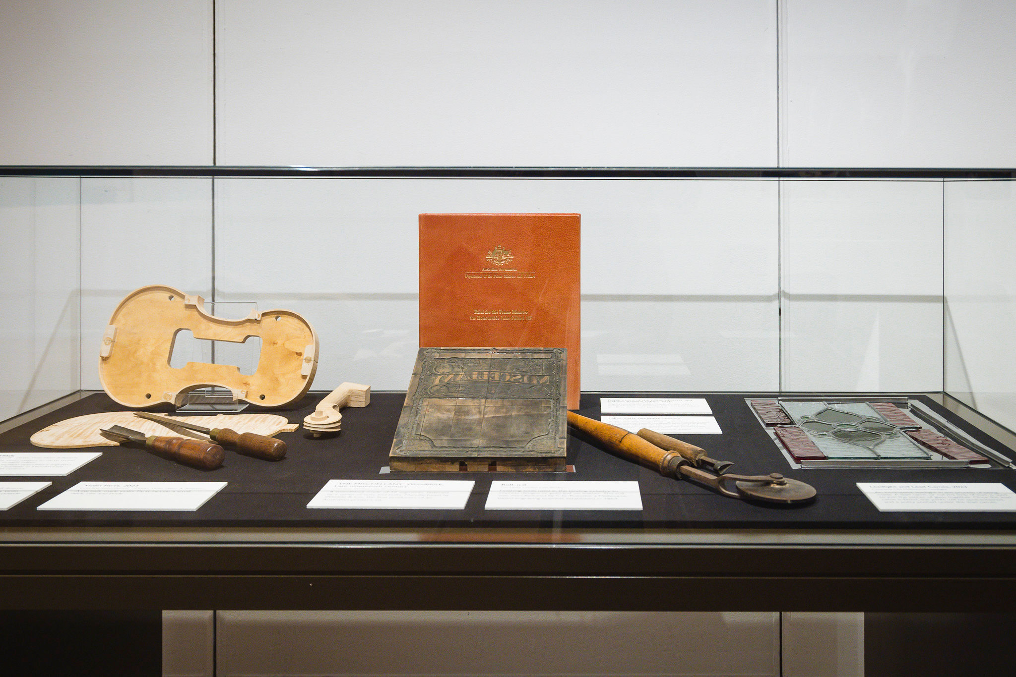 Violin crafting tools on display